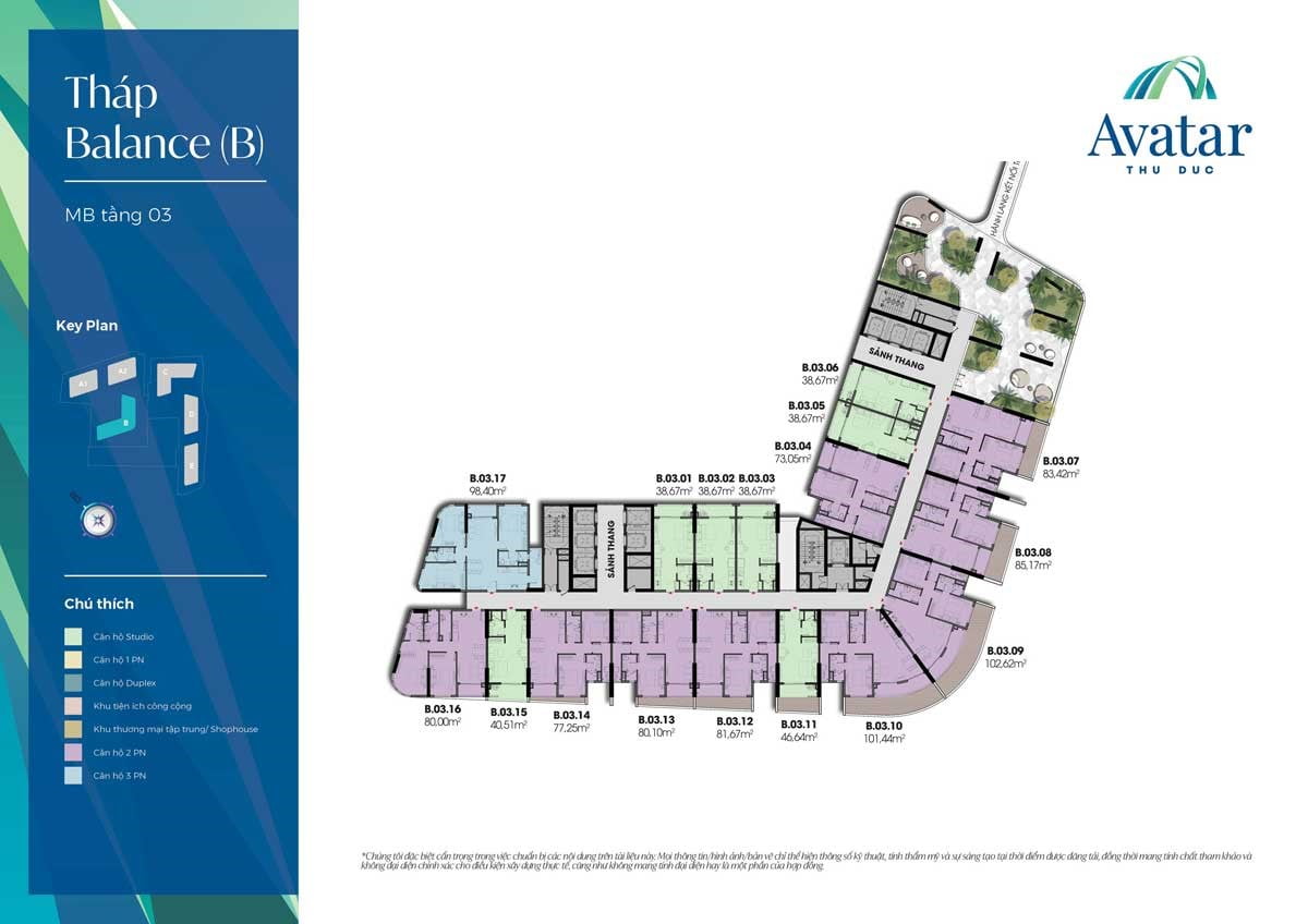 Mặt bằng Tầng 2 Tháp B-Balance Dự án Avatar Thủ Đức