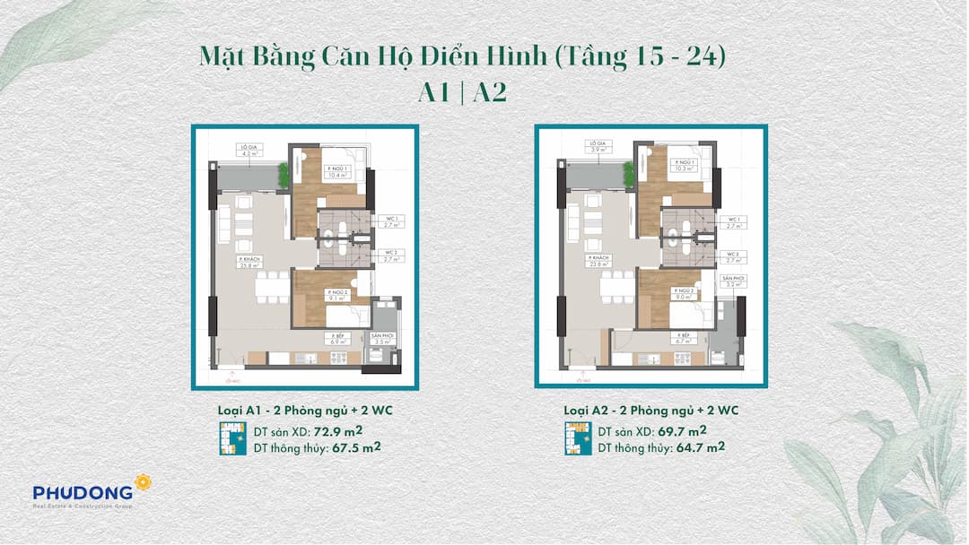 Mặt bằng căn hộ Phú Đông Sky Garden