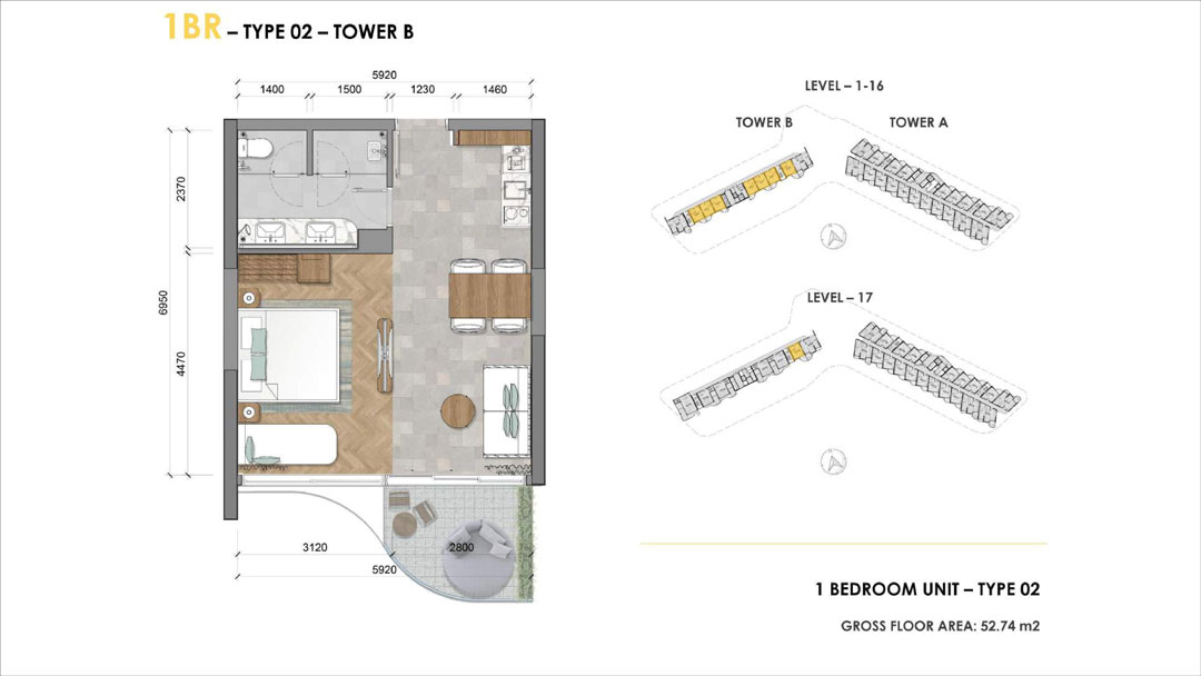 Căn 1 phòng ngủ Ixora Ho Tram