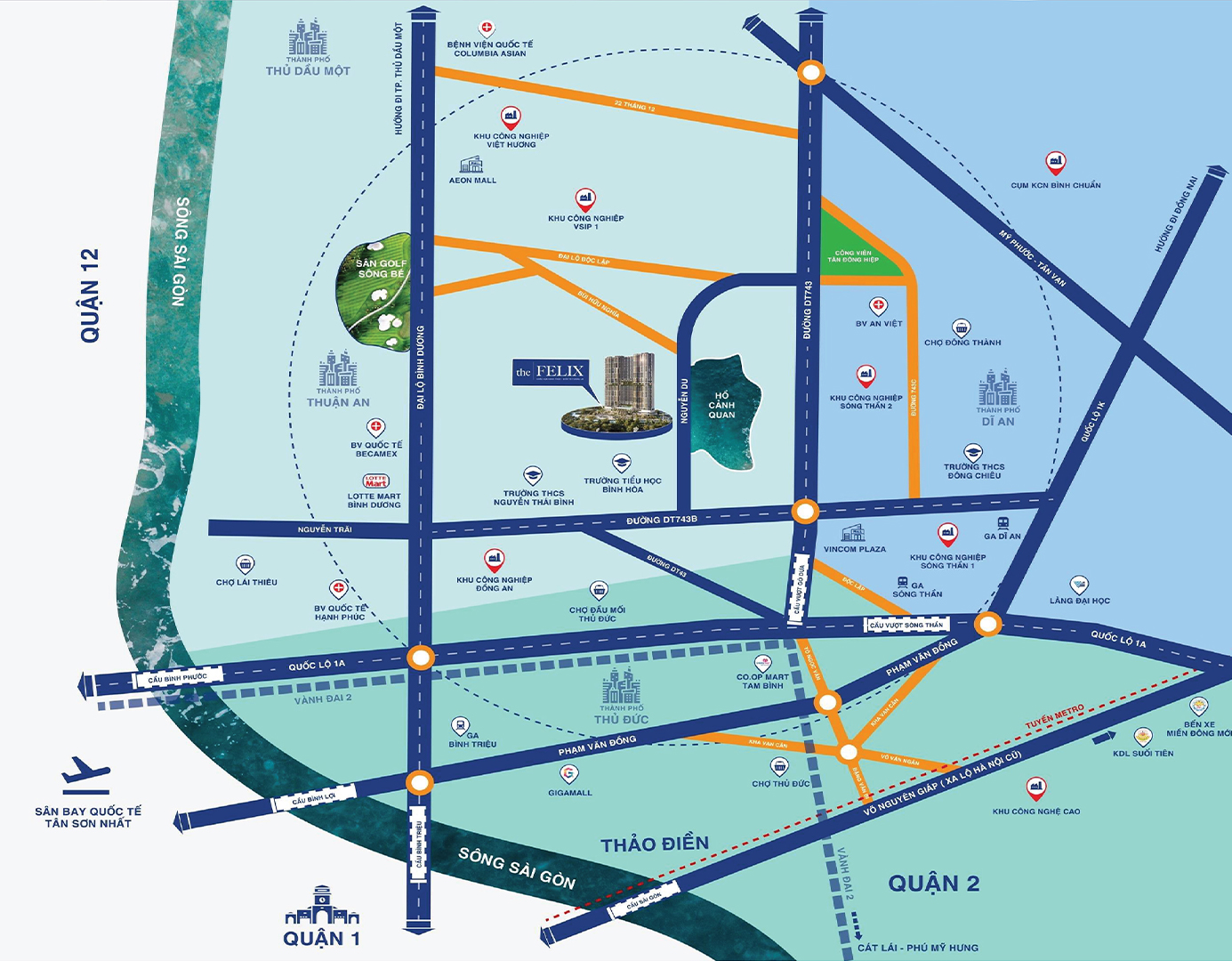 Vị Trí Dự Án Căn Hộ The Felix Thuận An Tỉnh Bình Dương