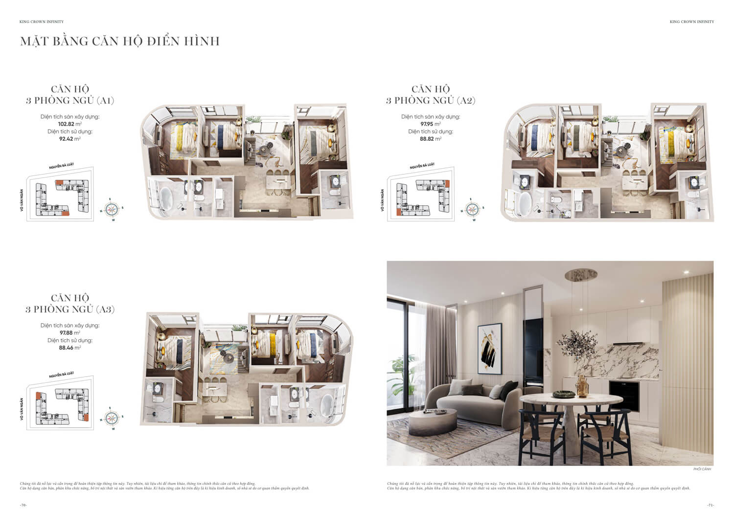 Layout Căn Hộ Ba Phòng Ngủ King Crown Infinity