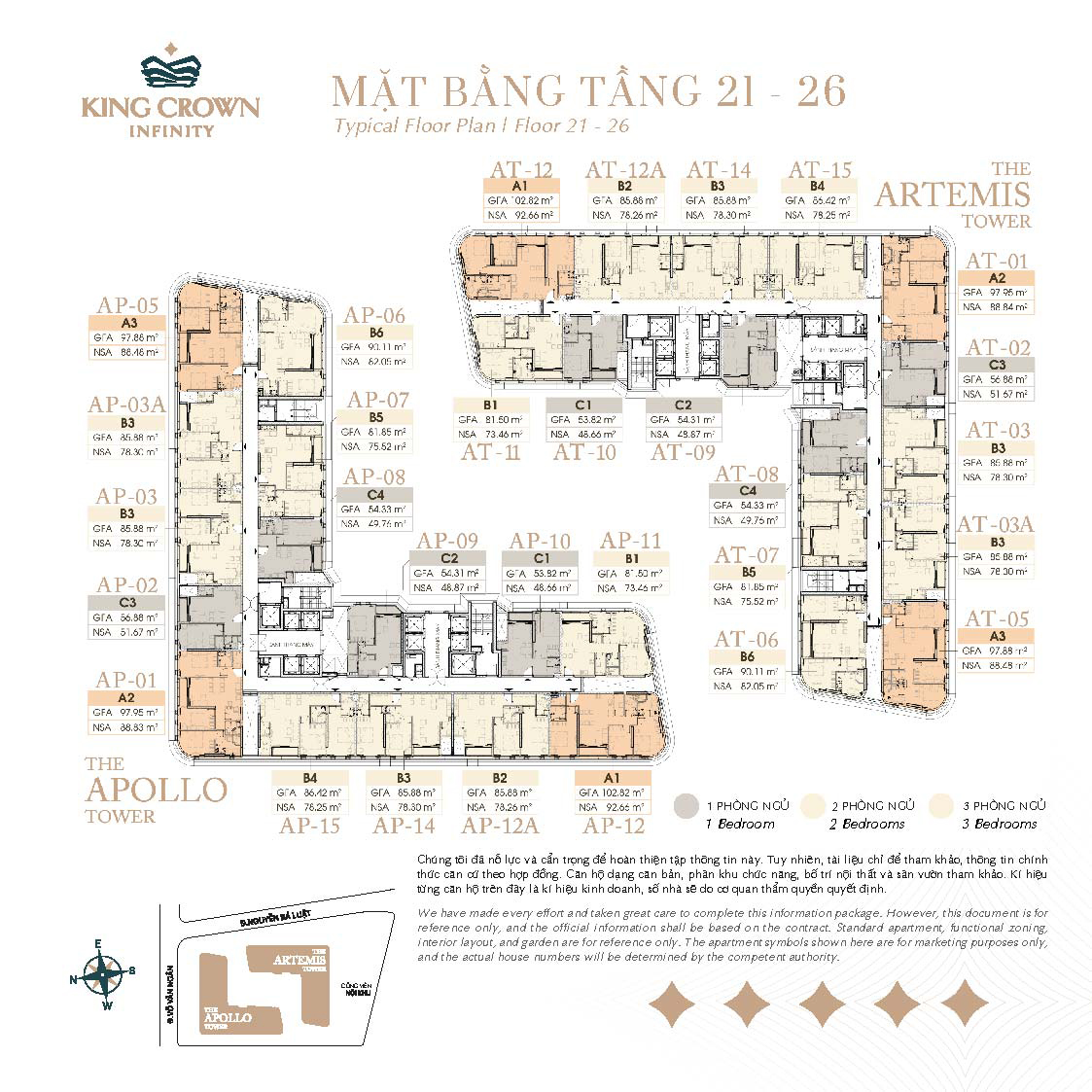 MẶT BẰNG TẦNG 21 - 26