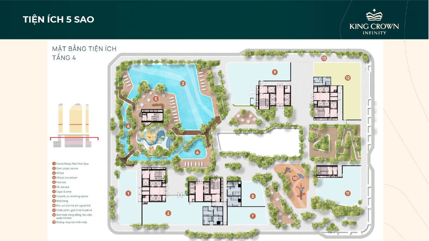 Mặt Bằng Tiện Ích Dự Án King Crown Infinity 