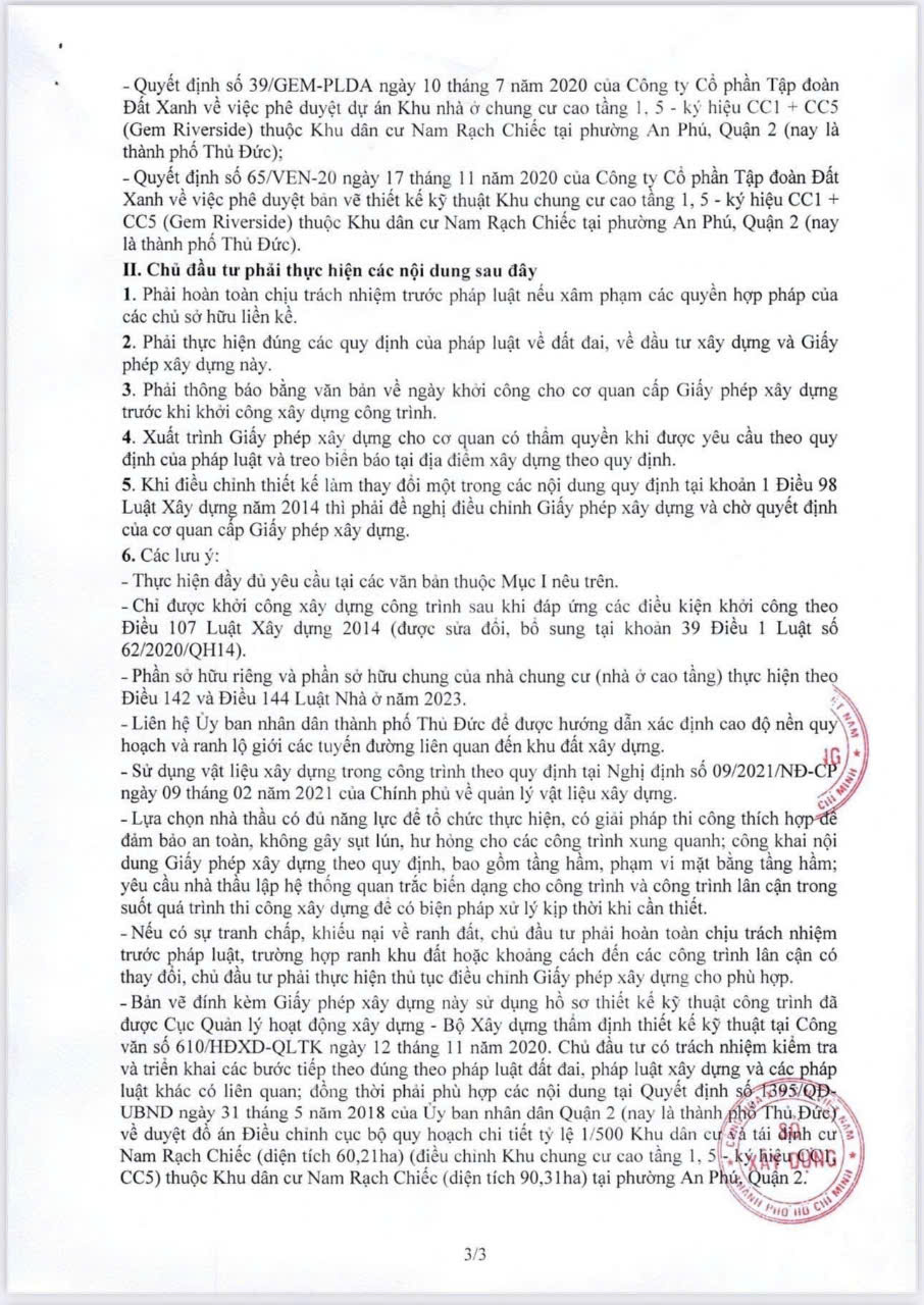 Giấy Phép Xây Dựng Dự án The Privé