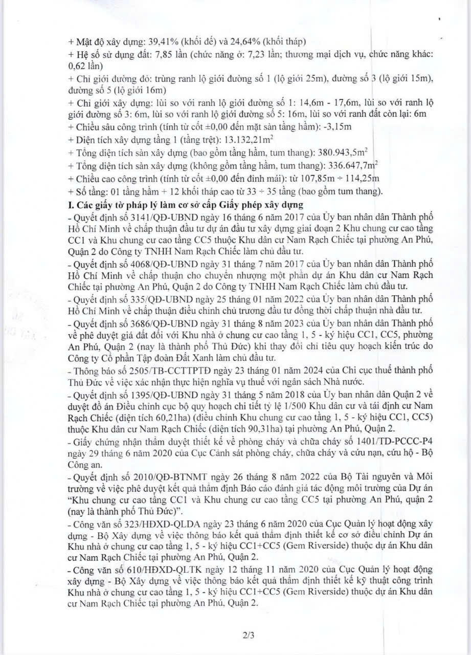 Giấy Phép Xây Dựng Dự án The Privé