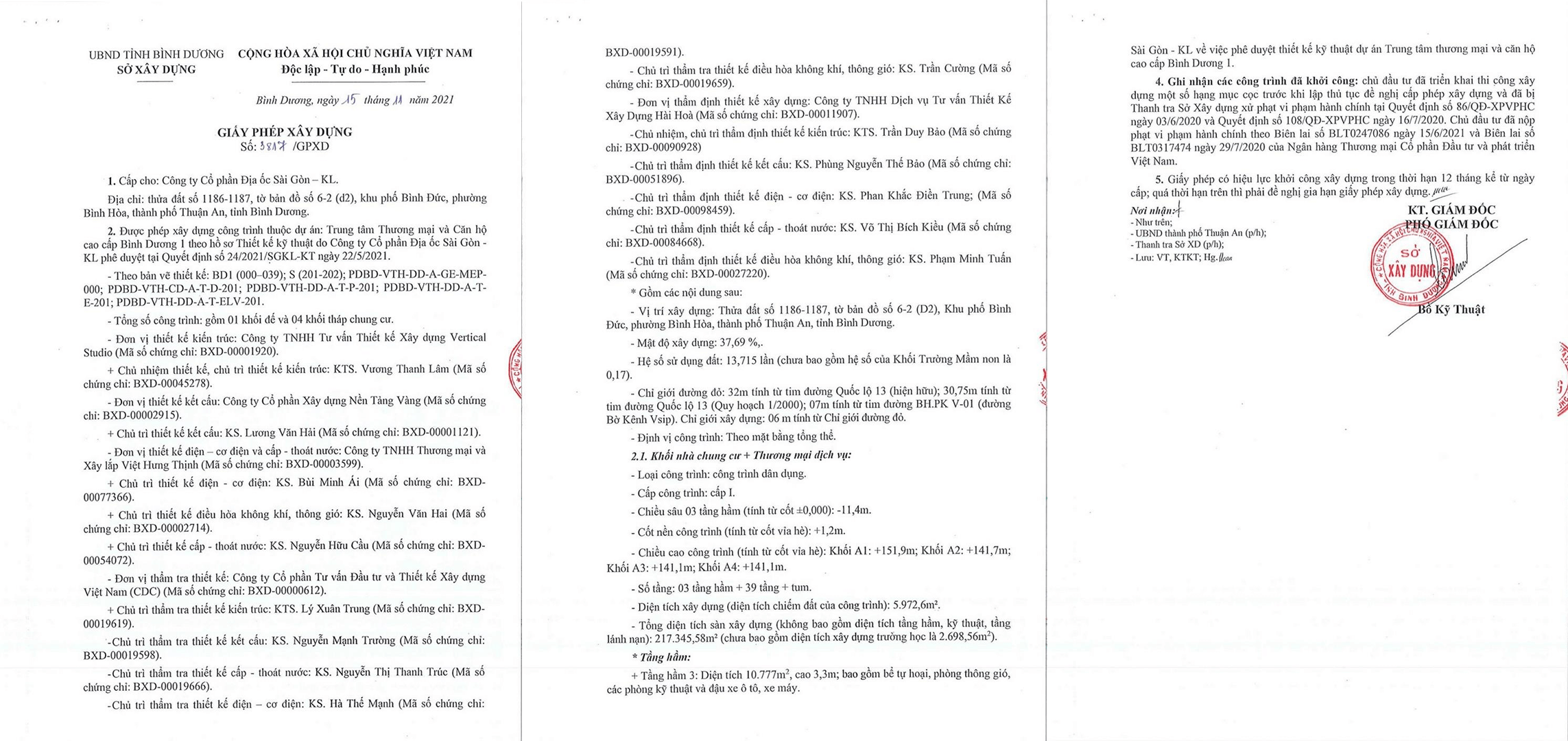 Giấy phép xây dựng dự án Lapura Bình Dương