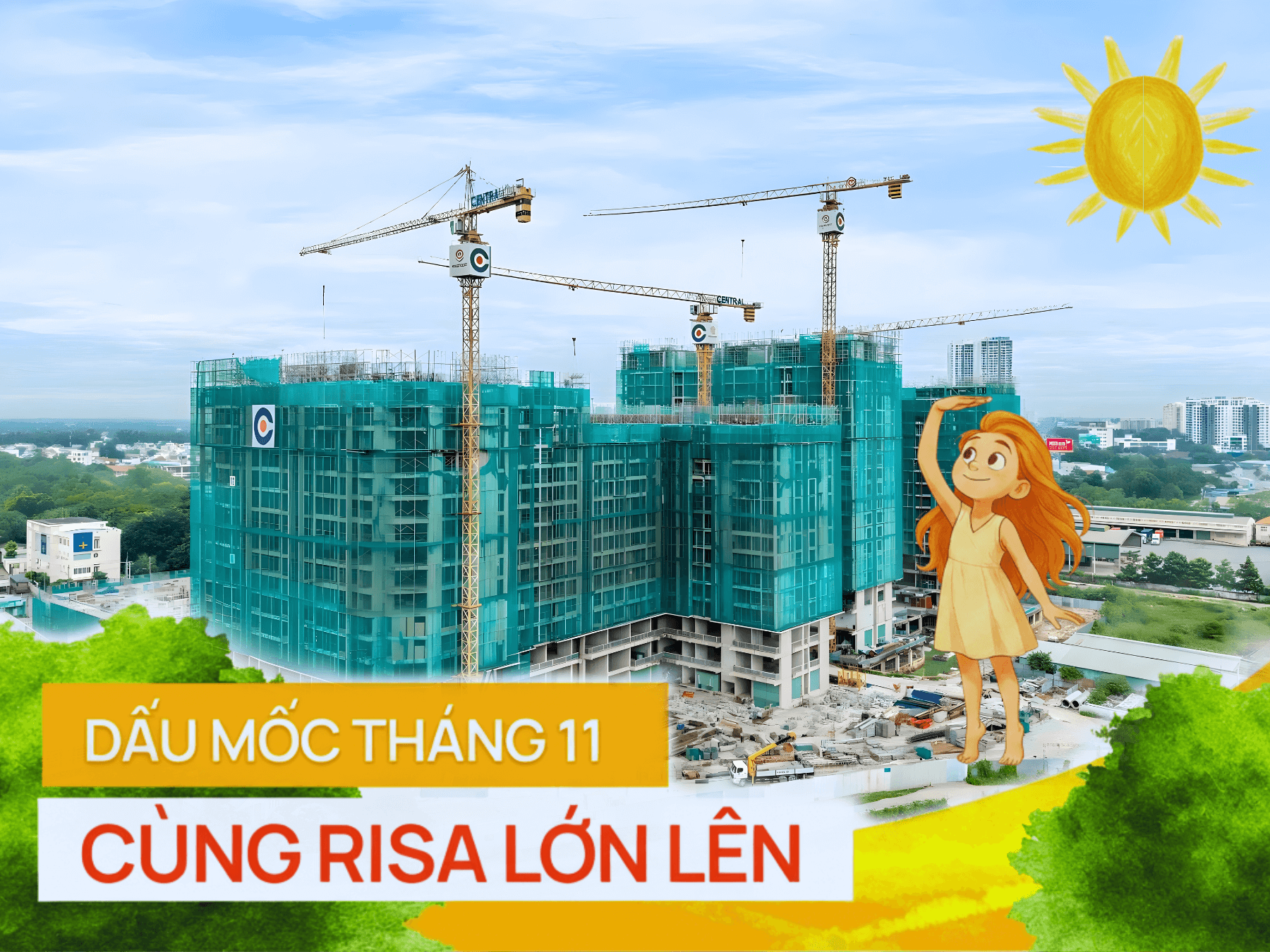 Toàn cảnh dự án La Pura tháng 11/2025: Các tòa tháp đang vươn cao mạnh mẽ tại cửa ngõ phía Đông TP.HCM.