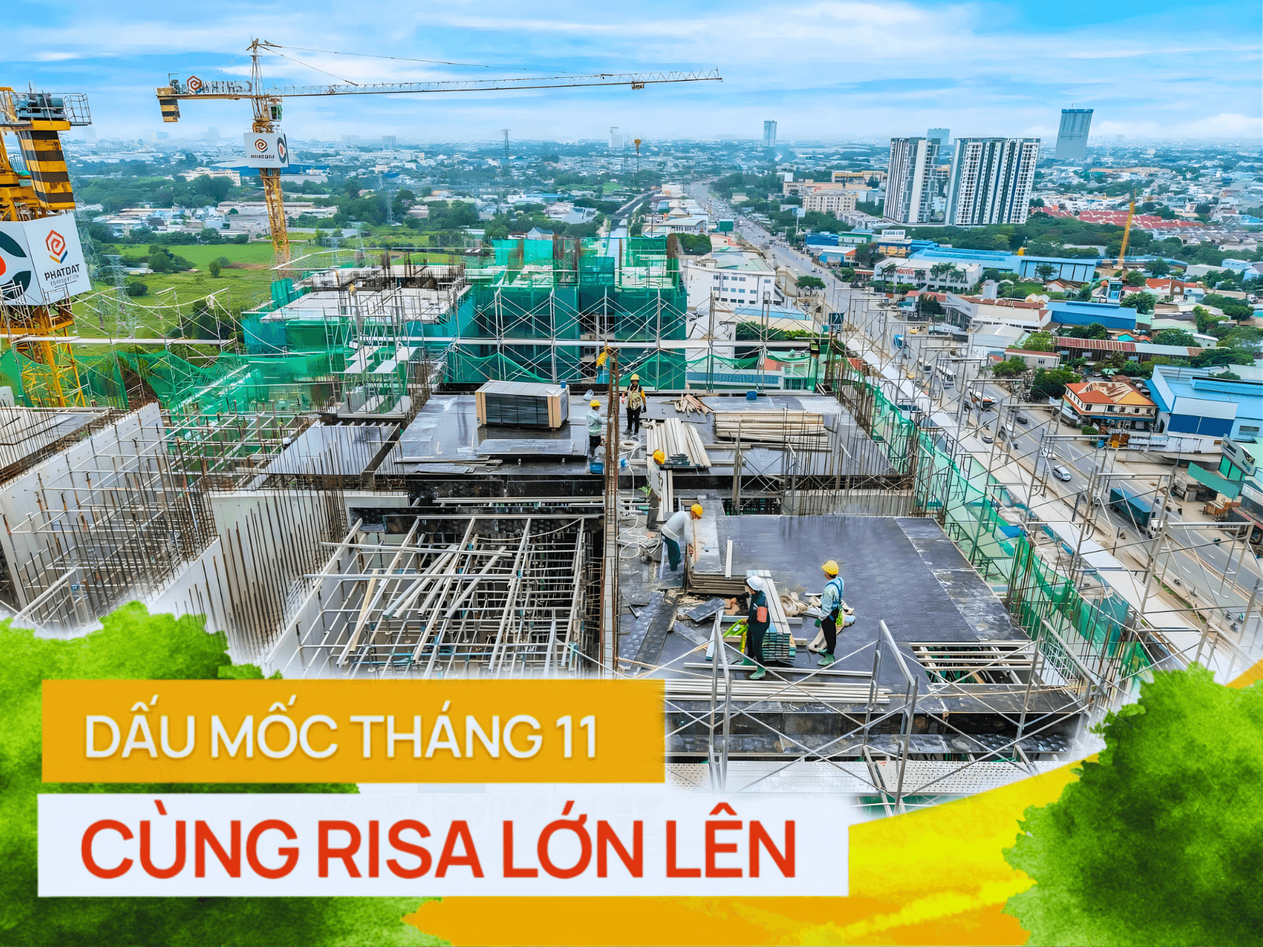 Công nhân và kỹ sư thi công liên tục trên tầng cao. Phân khu Zenia hiện đã chạm mốc tầng 20, đảm bảo tiến độ cam kết.